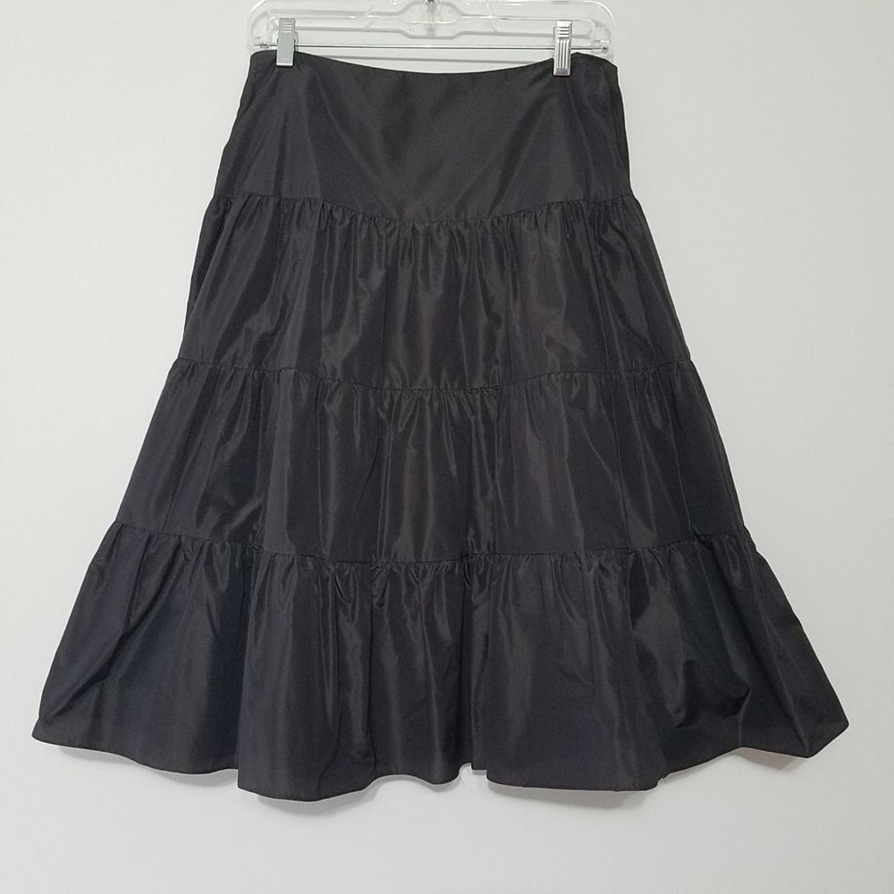 Z by Zelda 100 Silk Pleated Tiered Midi Skirt 8